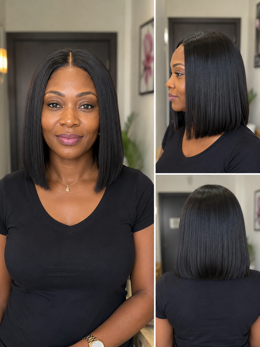 Straight Bob Front Lace Wig – Natural Black