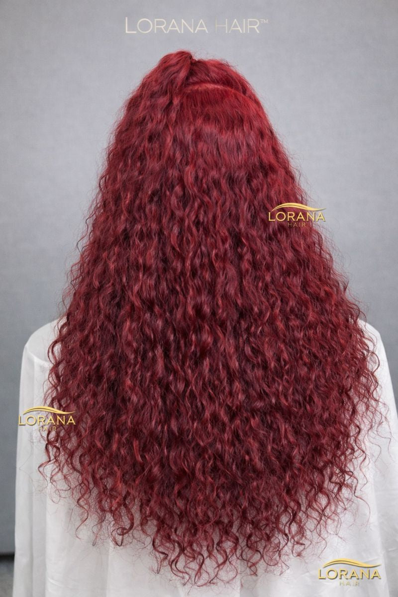 99J Burgundy Deep Wave Front Lace Wig – Premium Fiber